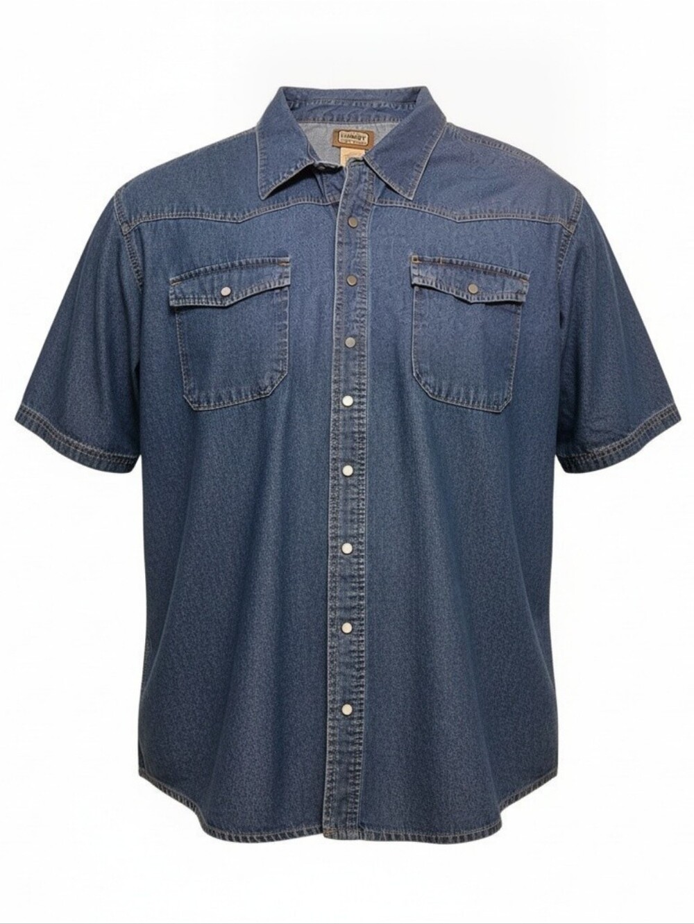C.E Schmidt Workwear Denim Pearl Snap Short-Sleeve Shirt, Men's 3XL / XXXL